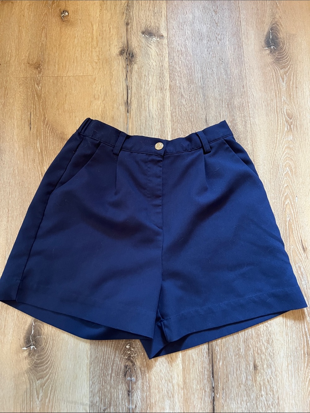 Draper James Classic High-Waist Navy Women's Shorts Med 83% Polyester 15% Rayon